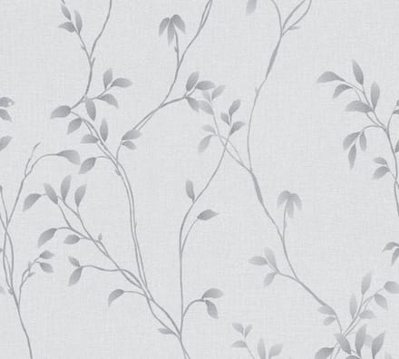 FIJNE BLAADJES BEHANG | Linnenlook - Grijs - A.S. Création Pure Elegance