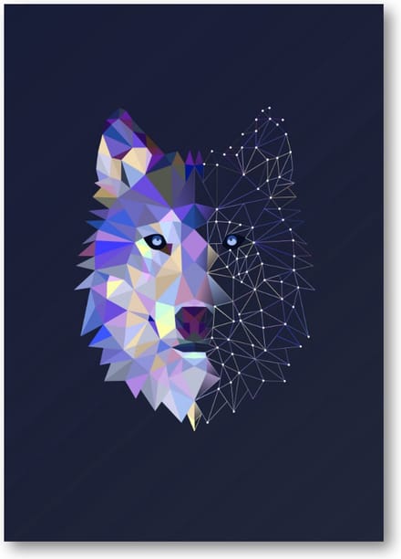 Abstracte Wolf - A3 Poster Staand - 30x42cm - Minimalist - Dieren
