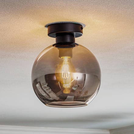 Eko-Light Sofia plafondlamp met rookgrijze glazen kap