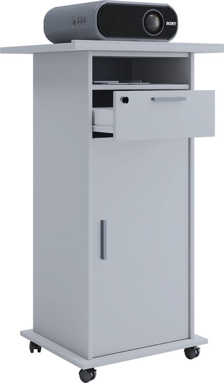 Tafel meubel trolley onderstel beamer projector wielen oprolbaar Neta deur