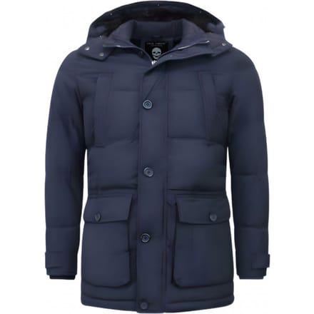Heren Winterjassen Volwassen - Gewatteerde Jassen Heren - Parka Heren Jassen - 8667 - Blauwe Jas