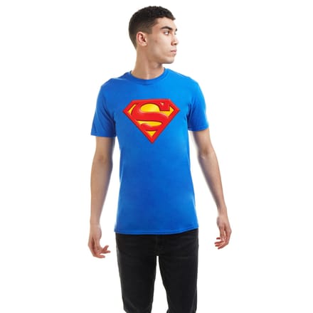 Superman Heren T-shirt met reliëflogo (Koningsblauw)