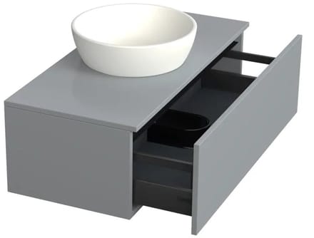 Dutchline Badmeubel Onderkast – Mat Grijs – 100x46cm – 1 Lade – 1 Uitsparing