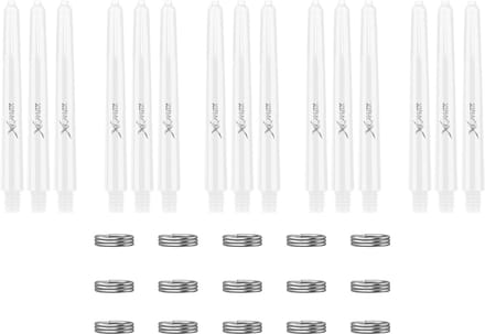 XQMax Dart Shafts - 5 Sets (15 stuks) - Medium - Wit - Plus Veerringetjes - Darts Shafts