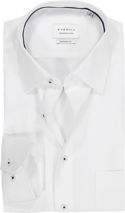 ETERNA modern fit overhemd - natte - wit - Strijkvrij - Boordmaat: 40 (EU maat: M)