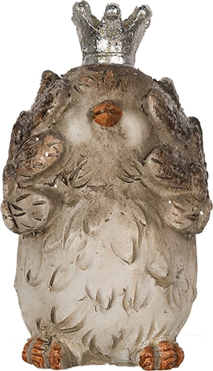 Clayre & Eef Decoratie Beeld Vogel 8 cm Beige Polyresin