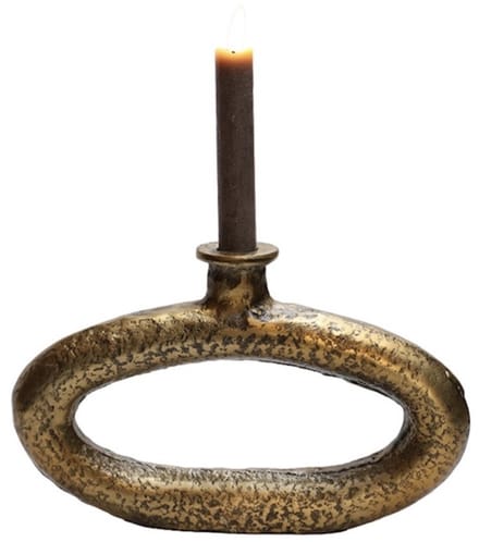 Kaarshouder Rocha M aged brass L26 x B4 x H16 cm - Vase the World