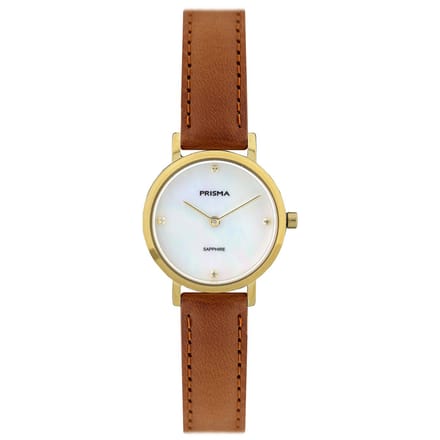 Prisma horloge P.1403 titanium parelmoer wit 26mm 5ATM goudkleurig