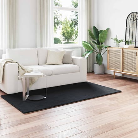 vidaXL Antislip vloerkleed van imitatie konijnenbont OLITE Zwart