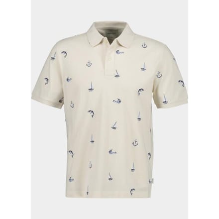 Gant Polo Embroidered Short Sleeve Creamed White / male