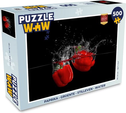 Puzzel Paprika - Groente - Stilleven - Water - Rood - Legpuzzel - Puzzel 500 stukjes
