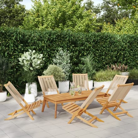 vidaXL - Klapstoelen - 6 - stuks - Beige - Massief - Acaciahout