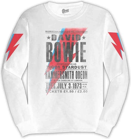 David Bowie Longsleeve shirt -M- Hammersmith Odeon Wit