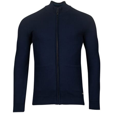 Baileys Vest Combed Cotton Cardigan Zip Allover Structure Knit Dark Blue / male