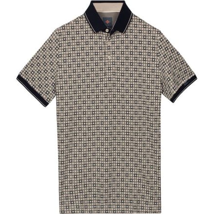 Baileys Polo Two-Tone Piqué Rotated Squares Fantasy Pattern Stone Grey / male