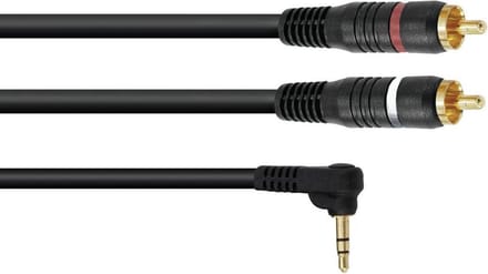 OMNITRONIC jack kabel 3 5 mm -  jack naar tulp - aux kabel - audio kabel 3.5 Jack 90°/2xRCA 1.5m bk