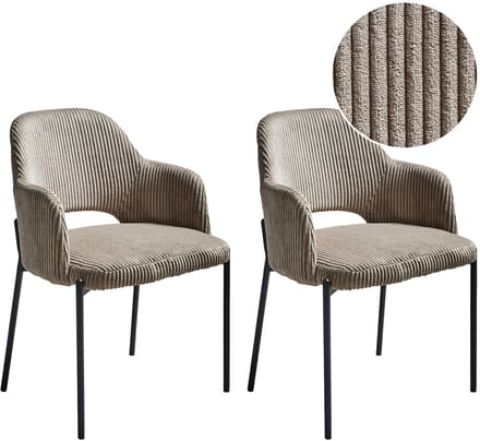 RATON - Eetkamerstoel set van 2 - Taupe - Corduroy