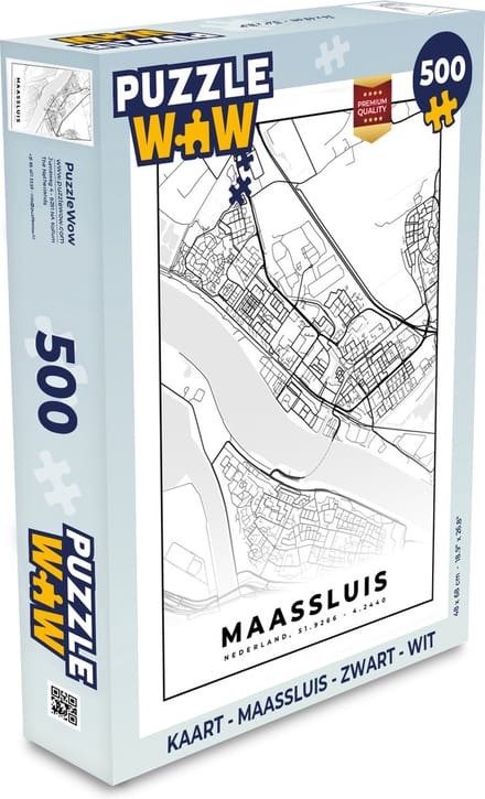 Puzzel Kaart - Maassluis - Zwart - Wit - Legpuzzel - Puzzel 500 stukjes