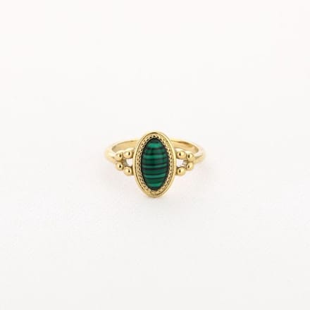 Bijoutheek Ring (Sieraad) Tribal Dots Malachite
