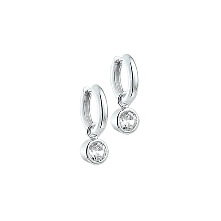 Zilver Gerhodineerde klapoorring zirkonia
