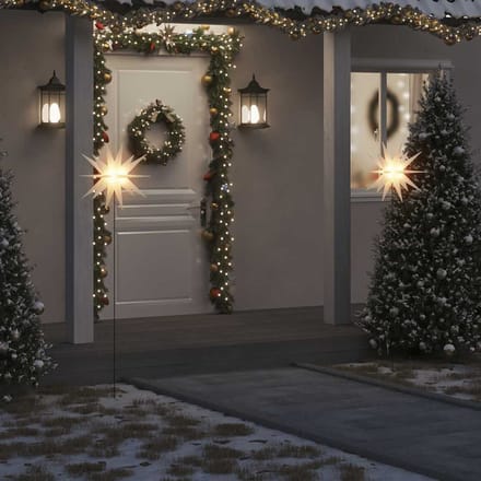 vidaXL - Kerstlamp - met - grondpin - en - LED - inklapbaar - 57 - cm - wit