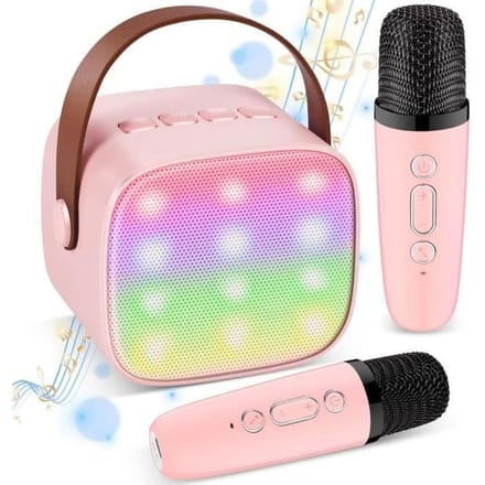 Micro karaoké sans fil - JORMFTTE - Modèle JORMFTTE - 2 micros - Rose - Pour filles 4-12 ans rose