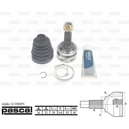 Homokineet reparatie set, aandrijfas PASCAL G12082PC