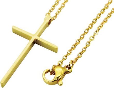 Amanto Ketting Dany G - 316L Staal PVD - Kruis - 30x17mm - 49cm