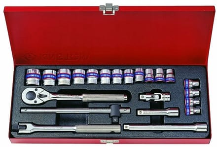 King Tony Dopslagset 3/8" 22 Delig 6-22mm met Ratel & Koffer