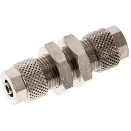 8x6 & 6x4 Vernikkeld Messing Rechte Opsteekkoppeling Schotdoorvoer [2 Stuks]