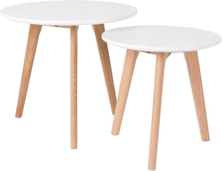 Set van 2 Moderne Bijzettafels Eiken en Wit