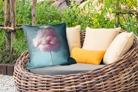 Sierkussen Buiten - Suikerspin - Zoet - Snoep - 60x60 cm - Weerbestendig