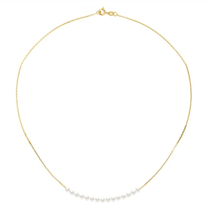 Curb Ketting 15 gekweekte parels White Yellow Gold