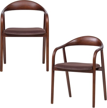 WOOOD Bran Eetkamerstoel Beukenhout Frame - Velvet - Bruin - Set van 2