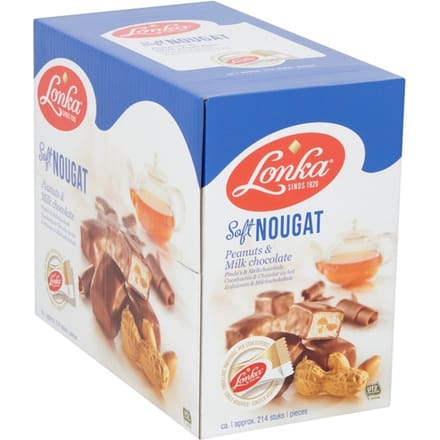 Lonka Nougat melkchocolade & peanut - per stuk verpakt - box a 2,57kg
