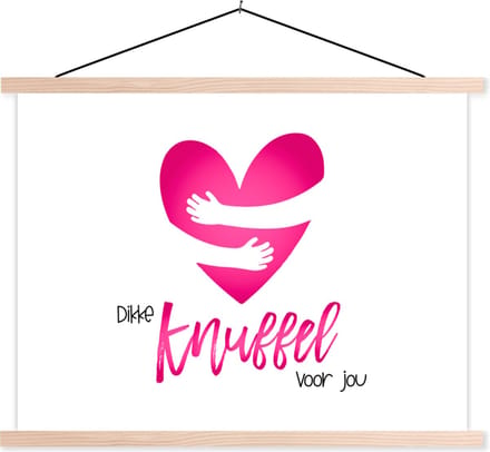 Posterhanger incl. Poster 60x45 cm - Schoolplaat - Beterschap - Quotes - Knuffels - Textielposter - Blanke latten