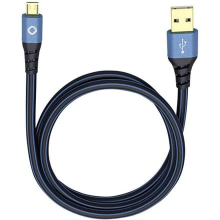 Oehlbach USB Plus Micro USB 2.0 [1x USB-A 2.0 stekker - 1x Micro-USB 2.0 B stekker] 0.50 m Blauw Vergulde steekcontacten