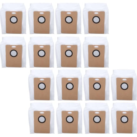 16 STUKS Stofzakken Geschikt voor RV20 Max Plus Robotstofzuiger 3L Capaciteit Heavy Duty Zakken white