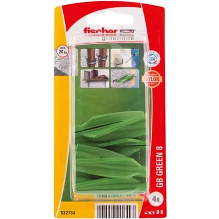 Fischer gasbetonplug GB Green Ø 8 - Max 20 kg - 4 stuks