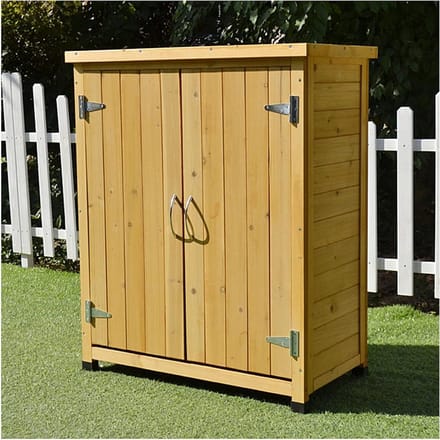 Tuin Opbergkast - Gereedschapskast Buiten - Tuinspullen Opbergen - Massief Houten Constructie - 75x40x90cm - Bruin
