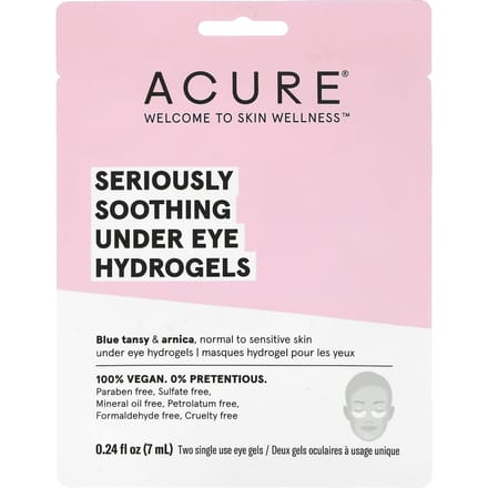 ACURE, Hydrogels pour les yeux extrêmement apaisants, 2 gels oculaires jetables, 0,24 fl oz (7 ml) black