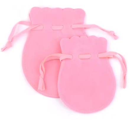 5 LUXE velours / fluwelen zakjes roze rond S