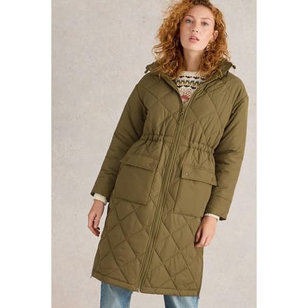 White Stuff Lorena Quilted Coat Khaki Green Taglia: 10 REGULAR | Parka Outlet | Donna | Marrone