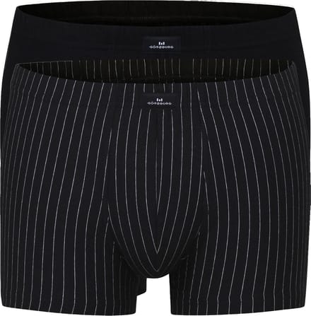 Gotzburg heren boxer normale lengte (2-pack) - zwart en zwart-wit gestreept