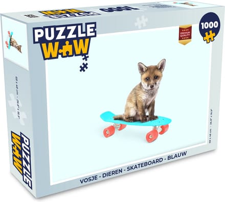 Puzzel Vos - Dieren - Skateboard - Blauw - Legpuzzel - Puzzel 1000 stukjes volwassenen