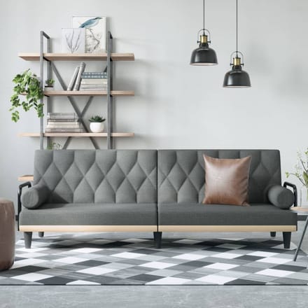 Vidaxl Klapbank met Armleuningen, Donkergrijs, Bekleed met Stof