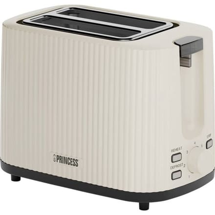 Princess Retro Broodrooster - Wave 142337 - Beige - Compact - 7 Instelbare standen - Uitneembare Kruimellade - 930 Watt