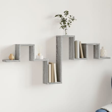 vidaXL - Wandschap - 104,5x10x43 - cm - bewerkt - hout - grijs - sonoma - eikenkleurig