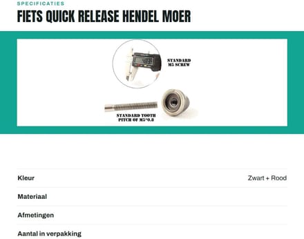 Dailygoods- Quick Release - Fiets Snelkoppeling - Antislip Moer - Aluminium Constructie - Lichtgewicht - 2 Stuks