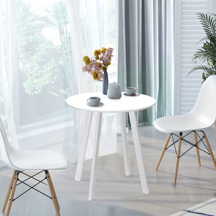 REDOM Eettafel Ø72 x 75H cm, rond MDF-blad in hoogglans wit, compact modern ontwerp, praktisch voor kleine ruimtes